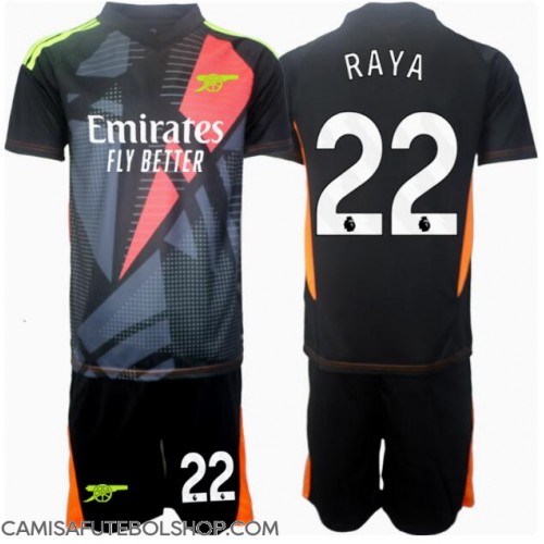 Camisa de time de futebol Arsenal David Raya #22 Goleiro Replicas 3º Equipamento Infantil 2024-25 Manga Curta (+ Calças curtas)